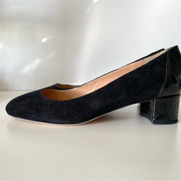 J Crew black suede pumps with stamped croc heel 7.5 IN BOX - Picture 9 of 17